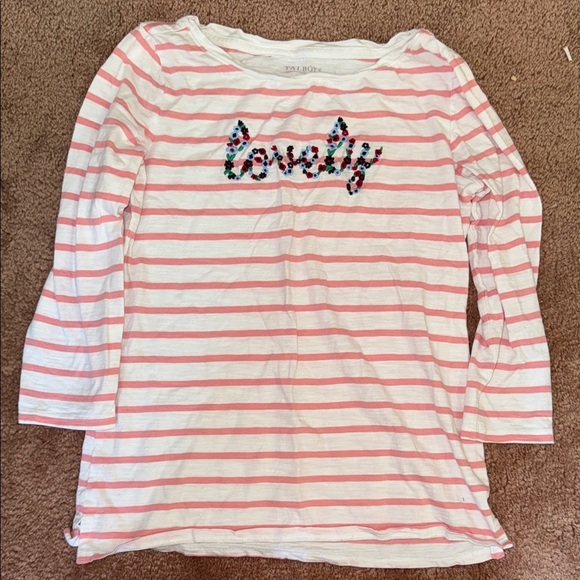 Talbots Tops - Talbots Long Sleeve Tee with Pink Stripes and Sequin Detail